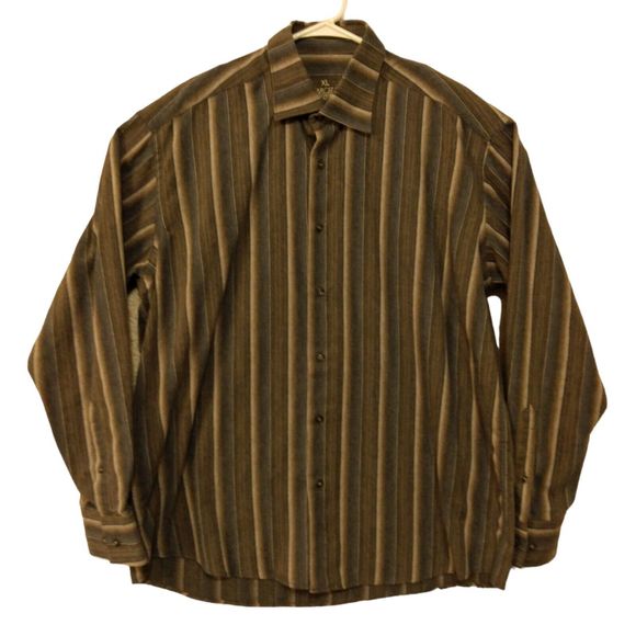 Marcello sport Other - Marcello Sport shirt mens XL Xlarge brown stripe long sleeve button collar